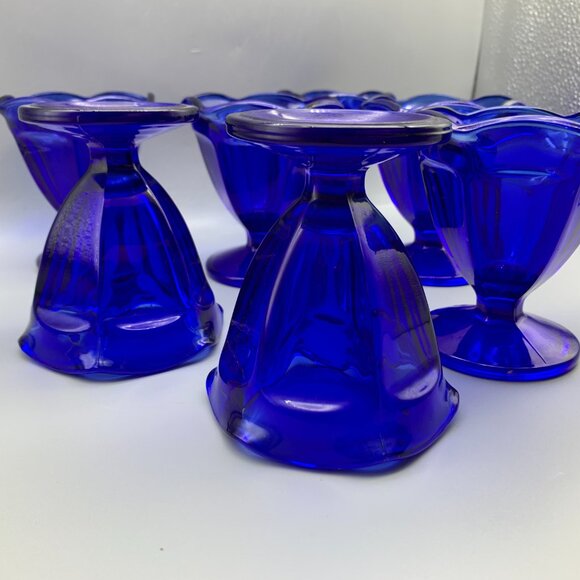 Vintage ANchor Hocking Cobalt Blue Glass Sundae/Dessert Cups (set of 7) - Picture 7 of 10